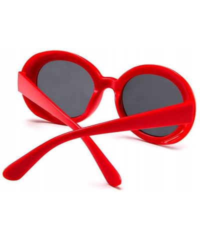 Oval Round Oval Sunglasses Mod Style Retro Thick Frame Fashion eyewear - Red Gray - CS189U74ROZ $16.77