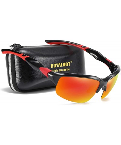 Sport Polarized Sport Sunglasses for Men Women Cycling Baseball Driving Fishing Running Golf - Red - CA193XLT265 $27.43