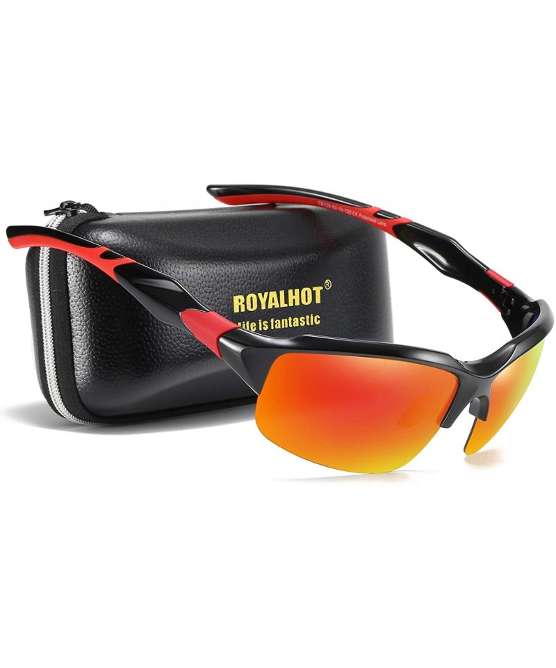 Sport Polarized Sport Sunglasses for Men Women Cycling Baseball Driving Fishing Running Golf - Red - CA193XLT265 $28.55