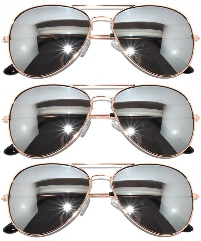 Aviator Aviator Sunglasses Gold Mirror (3 Pack) - C711HQ26VKF $18.56