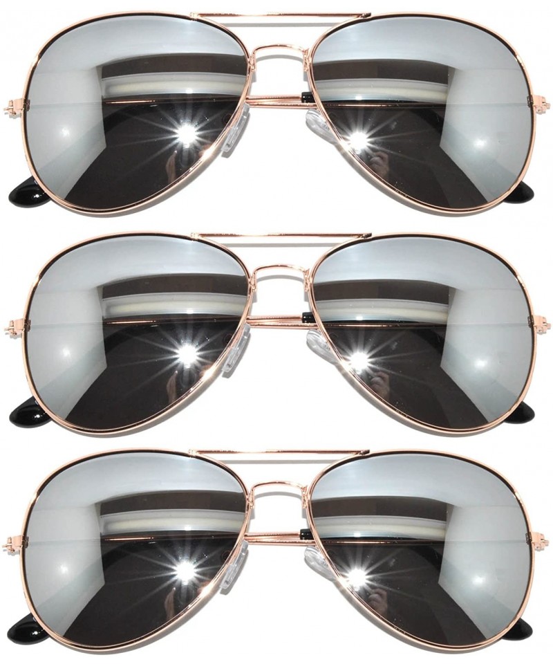 Aviator Aviator Sunglasses Gold Mirror (3 Pack) - C711HQ26VKF $11.44