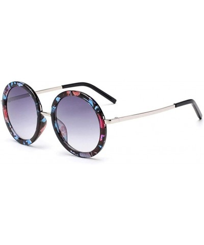 Round Vintage Round Sunglasses for Women UV Protection Circle Frame Sun Glasses - C1 Flower Frame - C618I0OIS37 $18.60
