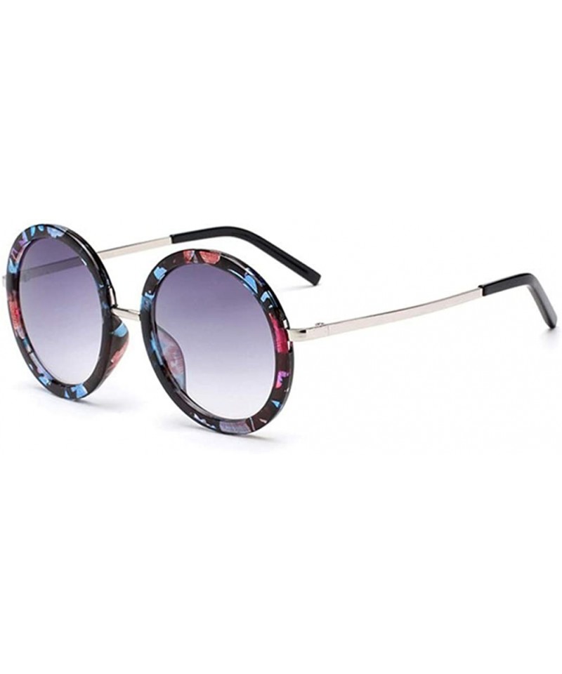 Round Vintage Round Sunglasses for Women UV Protection Circle Frame Sun Glasses - C1 Flower Frame - C618I0OIS37 $12.08