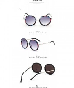 Round Vintage Round Sunglasses for Women UV Protection Circle Frame Sun Glasses - C1 Flower Frame - C618I0OIS37 $12.08