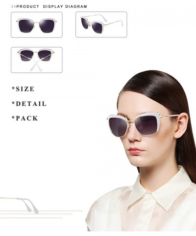 Oversized Vintage Fashion Sunglasses for Women - Ladies Polarized UV400 Protective Shades with Glasses Pouch - PZ9521 - C518Y...
