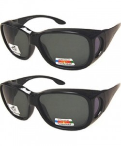 Rectangular Men Women Large Polarized Fit Over Sunglasses Wear Over Glasses - 2 Black - CA12IF6VU5B $26.62