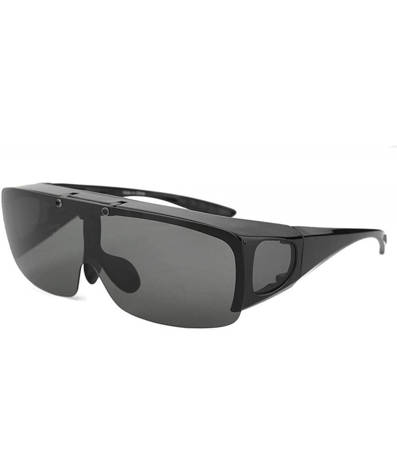 Round Driving Glasses Wraparounds Polarized Fitover Sunglasses - Matte Black - CE12DVH2FWV $18.30