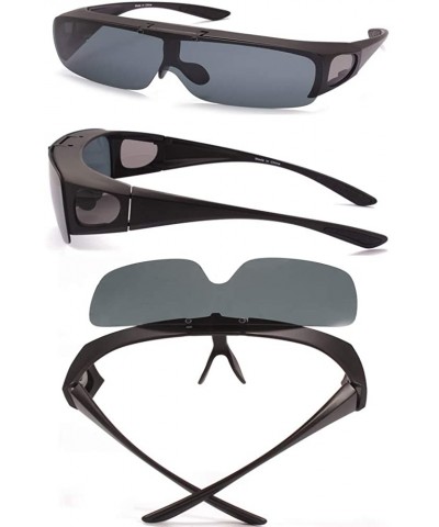 Round Driving Glasses Wraparounds Polarized Fitover Sunglasses - Matte Black - CE12DVH2FWV $18.30