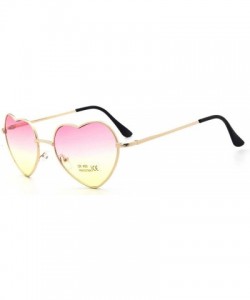Goggle Fashion Heart Shaped Sunglasses Women Metal Clear Red Lens Glasses Sun Mirror Oculos De Sol - C3 Tea - CY197A22O03 $22.86