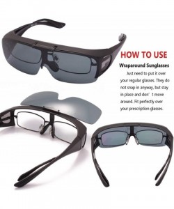 Round Driving Glasses Wraparounds Polarized Fitover Sunglasses - Matte Black - CE12DVH2FWV $18.30