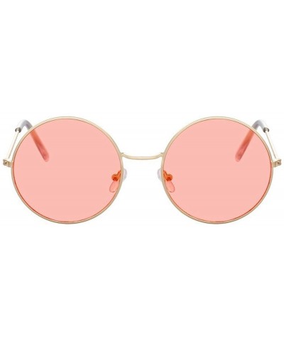 Oval Retro Oval Sunglasses Women Brand Designer UV400 Vintage Metal Fe Round Sun Glasses Female - Black - CS18W787T02 $8.35