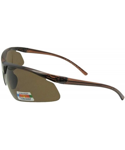 Rimless Wrap Around Polarized Sports Sunglasses Style PSR78 - Brown Frame Brown Lenses - CN194ZWA0WE $12.46