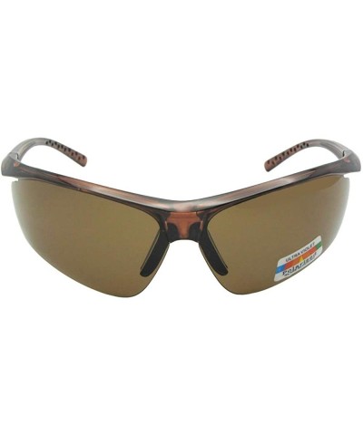 Rimless Wrap Around Polarized Sports Sunglasses Style PSR78 - Brown Frame Brown Lenses - CN194ZWA0WE $12.46