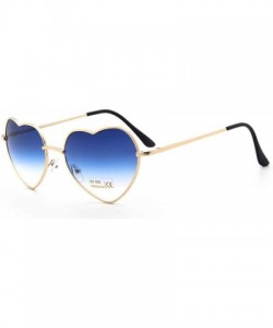 Goggle Fashion Heart Shaped Sunglasses Women Metal Clear Red Lens Glasses Sun Mirror Oculos De Sol - C3 Tea - CY197A22O03 $22.86