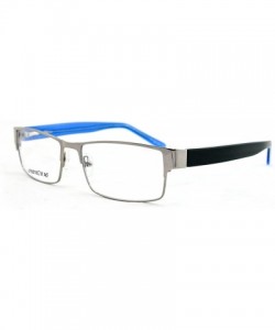 Square Slim Metal Frame Durable Prescription Only Glasses with Spring Hinge - Silver/Blue - C511PA0TU75 $16.66