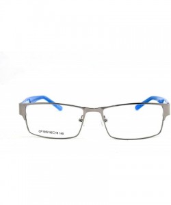 Square Slim Metal Frame Durable Prescription Only Glasses with Spring Hinge - Silver/Blue - C511PA0TU75 $16.66