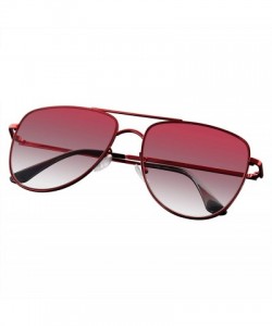 Aviator Mens Womens Sunglasses Retro Color Tone Flat Lens Sunglasses - Red - CN18SQ369ML $8.93