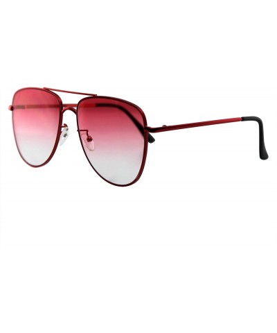 Aviator Mens Womens Sunglasses Retro Color Tone Flat Lens Sunglasses - Red - CN18SQ369ML $8.93