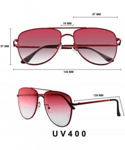 Aviator Mens Womens Sunglasses Retro Color Tone Flat Lens Sunglasses - Red - CN18SQ369ML $8.93