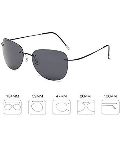 Rimless Titanium No Screw Rimless Polarized Sunglasses For Men Women - Black - CV180Z22A98 $19.27