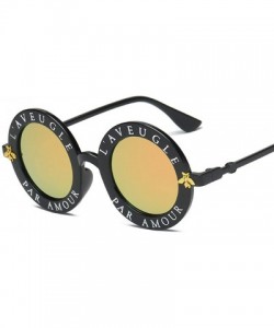 Round Retro Round Sunglasses English Letters Little Bee Sun Glasses Men Women Glasses Designer Fashion Male Female - CP18XA6T...