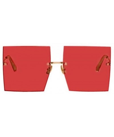 Oversized Luxury Women Sunglasses Oversized Square Style with UV400 Protection - Red - CF18AO0CURH $17.86