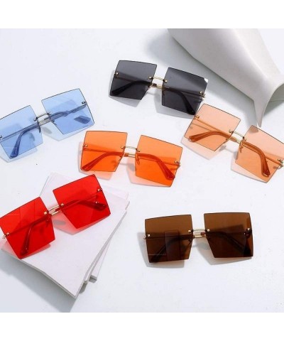 Oversized Luxury Women Sunglasses Oversized Square Style with UV400 Protection - Red - CF18AO0CURH $17.86