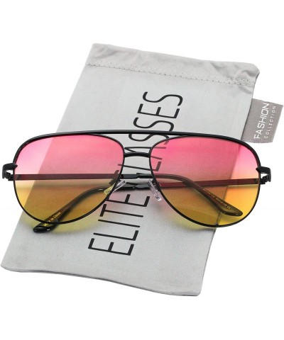 Aviator Rose Gold Pink Men Women Sunglasses Aviator Mirrored Metal Oversize Glasses - Pink Yellow - CT180RNQN50 $18.46