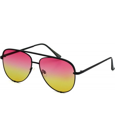 Aviator Rose Gold Pink Men Women Sunglasses Aviator Mirrored Metal Oversize Glasses - Pink Yellow - CT180RNQN50 $8.39