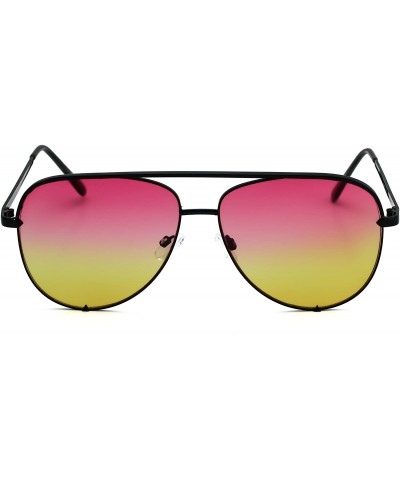 Aviator Rose Gold Pink Men Women Sunglasses Aviator Mirrored Metal Oversize Glasses - Pink Yellow - CT180RNQN50 $8.39