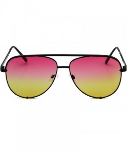 Aviator Rose Gold Pink Men Women Sunglasses Aviator Mirrored Metal Oversize Glasses - Pink Yellow - CT180RNQN50 $8.39