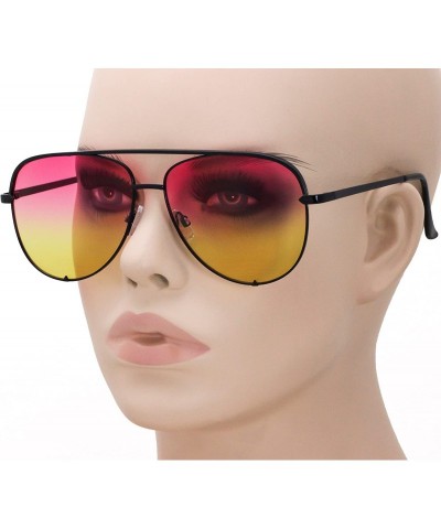 Aviator Rose Gold Pink Men Women Sunglasses Aviator Mirrored Metal Oversize Glasses - Pink Yellow - CT180RNQN50 $8.39