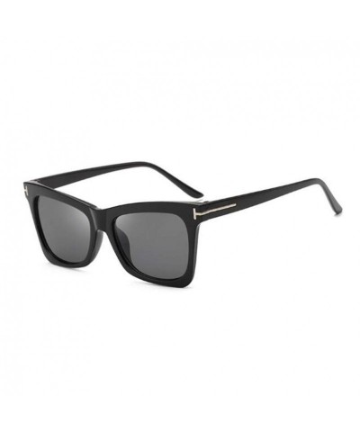 Rectangular Retro UV Protection Sunglasses Men and Women Sunglasses (Black Frame Gray Tablets) - Black Frame Gray Tablets - C...