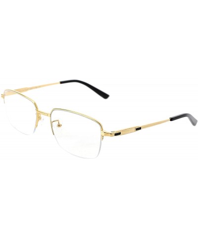 Rectangular Pure Titanium Anti Blue Light Glasses - Half Rimless Eyewear frame for Men and Women - Gold - C618OX62CUW $35.86