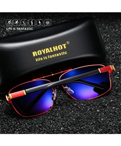 Sport Men Square Sunglasses Polarized UV 400 Protection 60MM Fashion Shield Style Driving - Black Silver - C5192GEX0YG $13.38