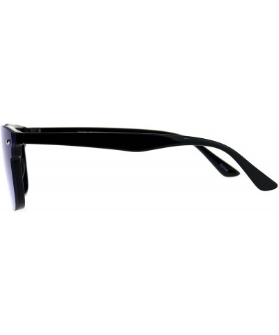 Rimless Mens Color Lens Half Rim Rimless Flat Panel Shield Nerdy Sunglasses - Blue - C718CMSM0HT $12.90