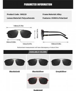 Sport Men Square Sunglasses Polarized UV 400 Protection 60MM Fashion Shield Style Driving - Black Silver - C5192GEX0YG $13.38