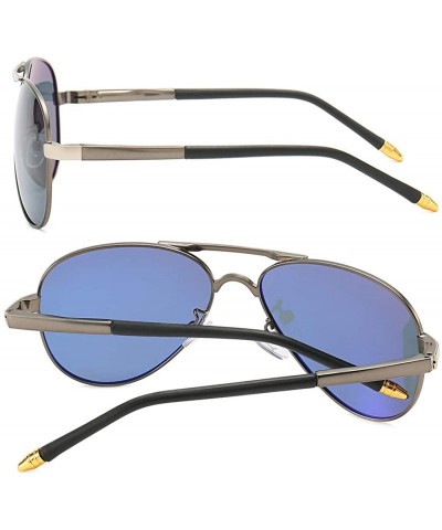 Aviator Luxury aviator Men's Polarized Driving Sunglasses shades For Men UV400 - Gun Arm Silver Bridge Grey Lens - C118NZGXAA...
