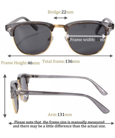 Square Wooden Fashion Sunglasses Polarized Sun Protection Half Rim Sunglasses for Women - 5862 - Grey - CO194HNRKHM $9.71