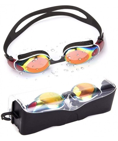 Goggle Swim Goggles Anti-Fog UV Protection Adjustable Strap Swim Glasses Adult - Red - CF18SODLGSR $12.68