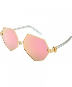 Oversized Vintage Style Angular Sunnies with Flat Lens 3136-FLRV - Gold - CR182WCY9N9 $10.93