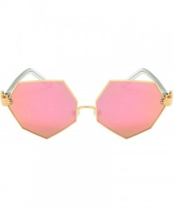 Oversized Vintage Style Angular Sunnies with Flat Lens 3136-FLRV - Gold - CR182WCY9N9 $10.93