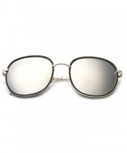 Oversized Retro Round Sunglasses for women metal Resin UV400 Sunglasses - Black White - C218SZUG007 $13.66