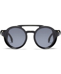 Wrap Sunglasses Steampunk Women Vintage Shades Round Luxury 2020 Wrap Sun Glasses Brand Designer Retro - C2 Blue Gray - C4199...