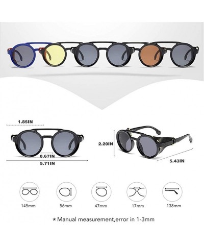 Wrap Sunglasses Steampunk Women Vintage Shades Round Luxury 2020 Wrap Sun Glasses Brand Designer Retro - C2 Blue Gray - C4199...