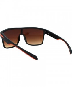 Square Mens Fashion Sunglasses Square Sporty Shield Style Matte Shades UV 400 - Black Orange (Brown) - CA193XNE54R $11.51