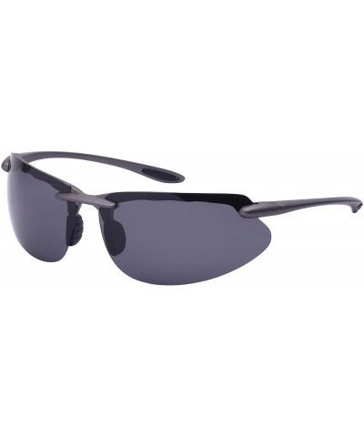 Sport Semi-Rimless Sports Sunglasses with 1.1 mm Polarized Lens 570053-P1 - Clear Grey - C7125WEEPF1 $14.41