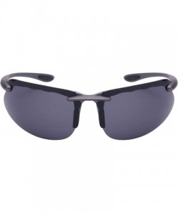 Sport Semi-Rimless Sports Sunglasses with 1.1 mm Polarized Lens 570053-P1 - Clear Grey - C7125WEEPF1 $14.41