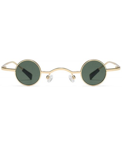 Square Chic Round Hip-Hop Square Metal Small Frame Clear Color Lens Sunglasses UV400 - Gold&green - CK18X6NAD2T $14.33