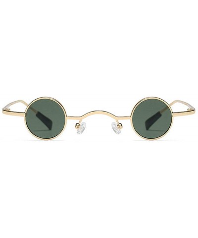 Square Chic Round Hip-Hop Square Metal Small Frame Clear Color Lens Sunglasses UV400 - Gold&green - CK18X6NAD2T $14.33